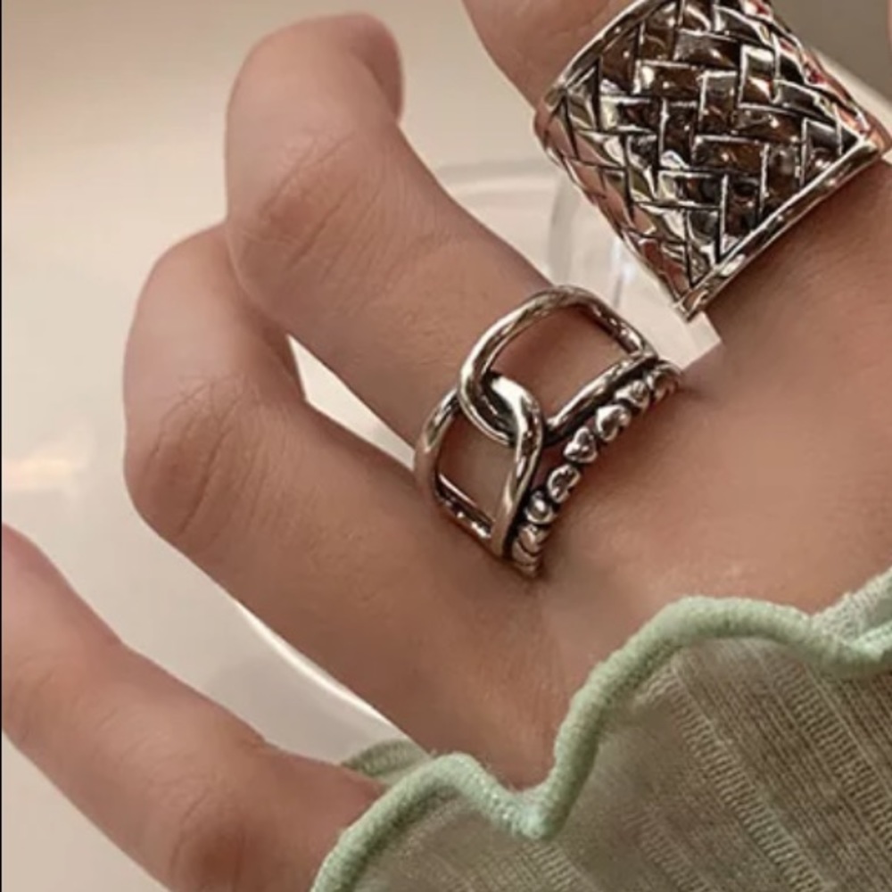 ⚡️Insta twisted hollow sterling silver open ring - Picture 2 of 4